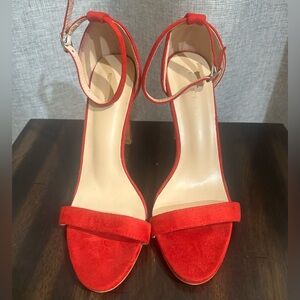 PrettyLittleThing Vibrant Red Suede Heels